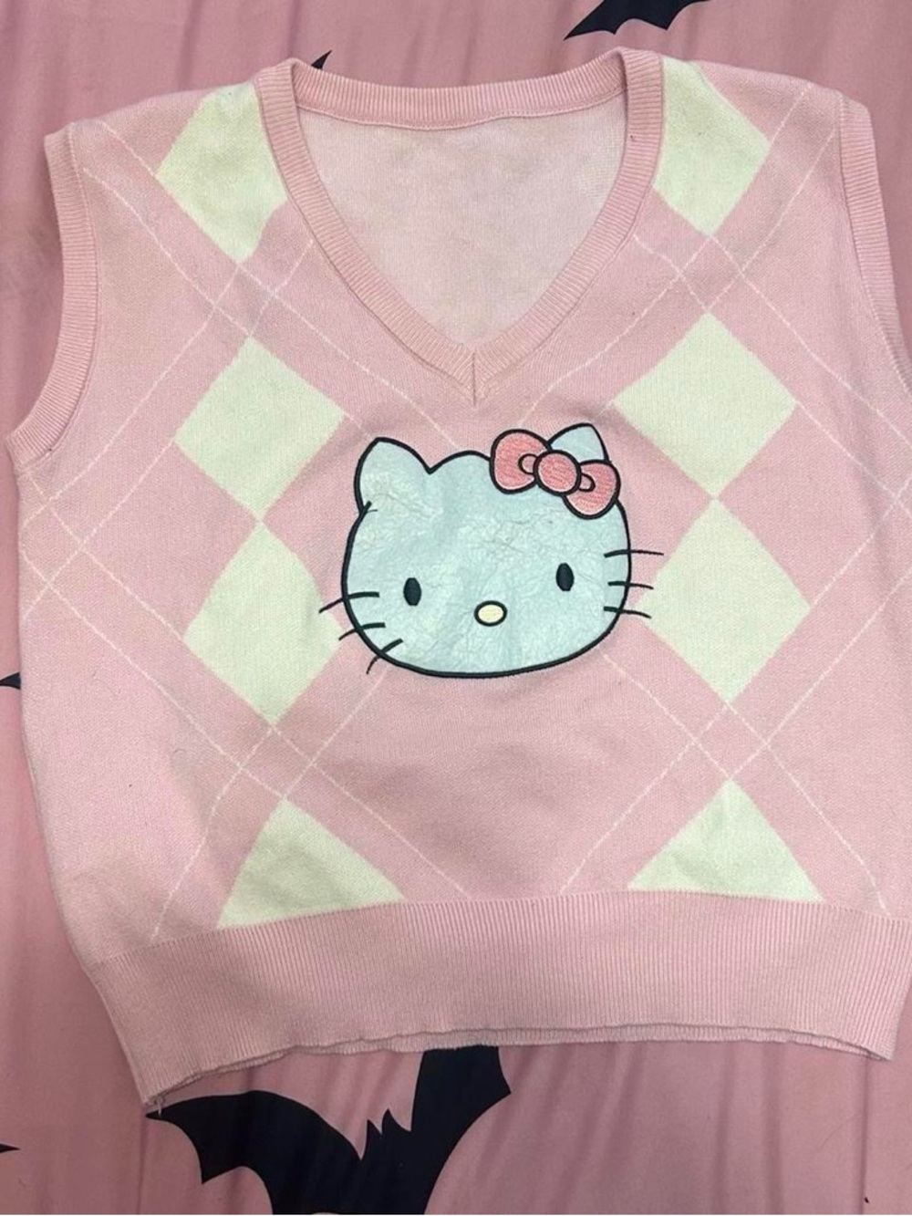 Hello Kitty Pink Argyle Sweater Vest